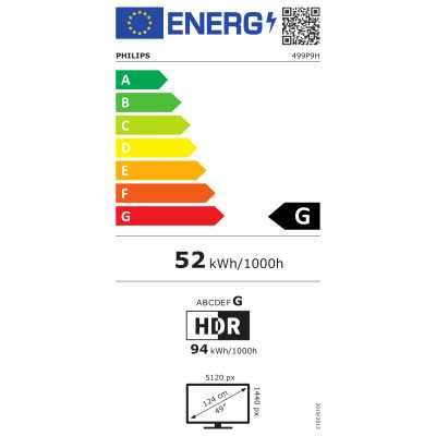 Philips SuperWide curved LCD display 499P9H/00 48.8 " VA Dual QHD 32:9 5 ms 450 cd/m Black Headphone out 70 Hz HDMI ports quanti