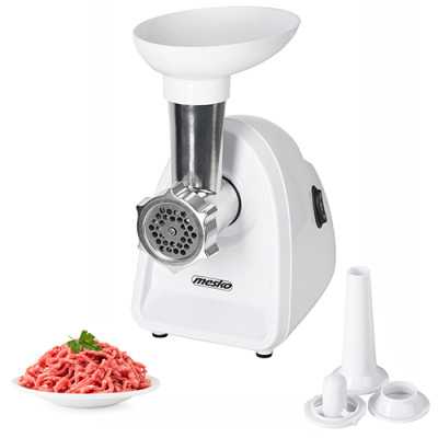 Mesko Meat mincer MS 4809 White 350 W Middle size sieve mince sieve poppy sieve plunger sausage filler