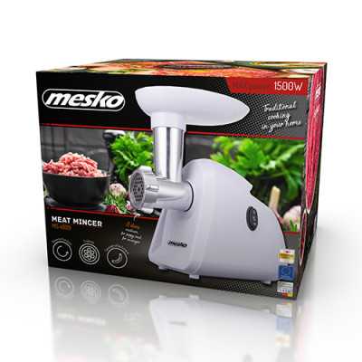 Mesko Meat mincer MS 4809 White 350 W Middle size sieve mince sieve poppy sieve plunger sausage filler