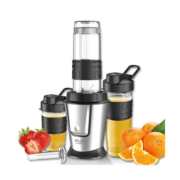 Adler Blender AD 4081 Stalinis 800 W Stiklainio medžiaga BPA Be plastiko Indelio talpa 0,57 ir 0,4 l Ledo smulkinimo Juoda/Nerūd