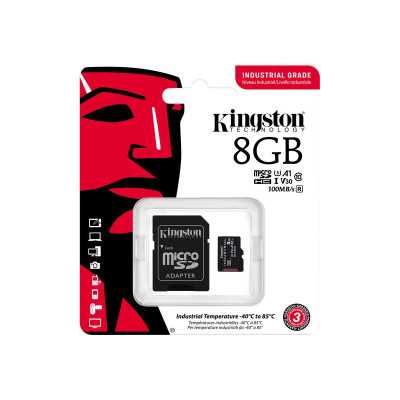 Kingston UHS-I 8 GB microSDHC/SDXC Industrial Card Flash memory class Class 10, UHS-I, U3, V30, A1 SD Adapter