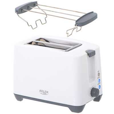 Adler Toaster AD 3216 Power 750 W Number of slots 2 Housing material Plastic White