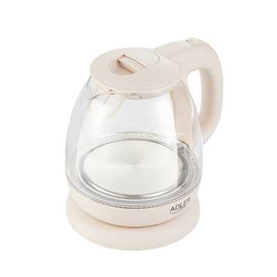 Adler Kettle AD 1283C Electric 900 W 1 L Glass/Stainless steel 360 rotational base Cream