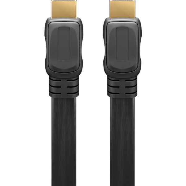 Goobay High Speed HDMI Flat Cable with Ethernet Black HDMI to HDMI 2 m