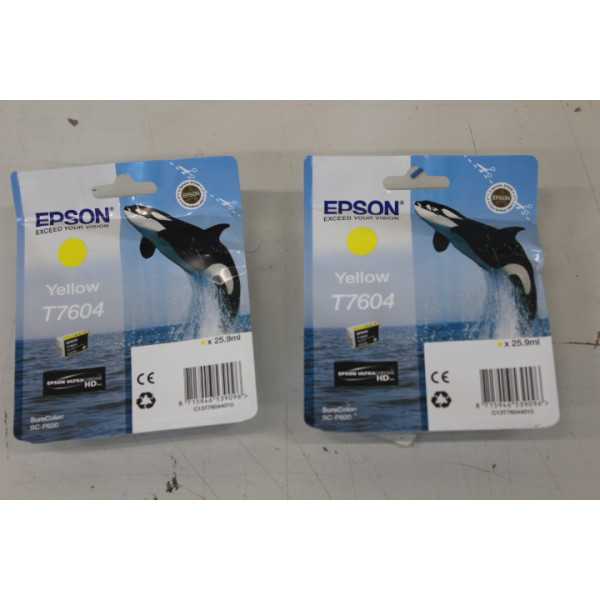 SALE OUT. Epson T7604 ink, Yellow Epson T7604 Ink Cartridge Yellow DAMAGED PACKAGING