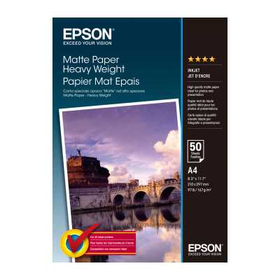 Epson Matte Paper Heavy Weight, DIN A4, 167g/mÂ , 50 Sheets