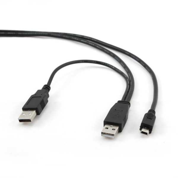 KABELAS USB2 DUAL AM-MINI 0,9M / BLACK CCP-USB22-AM5P-3 GEMBIRD