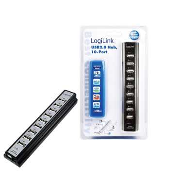 Logilink USB 2.0 Hub-10 port whit power adapter