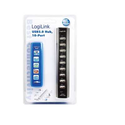 Logilink USB 2.0 Hub-10 port whit power adapter