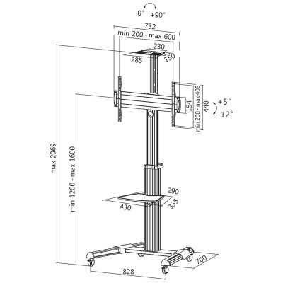 Logilink BP0025 TV stand cart, adjustable TV height, 37 70 , max. 50 kg Logilink Floor stand BP0025 30-70 " Maximum weight (capa