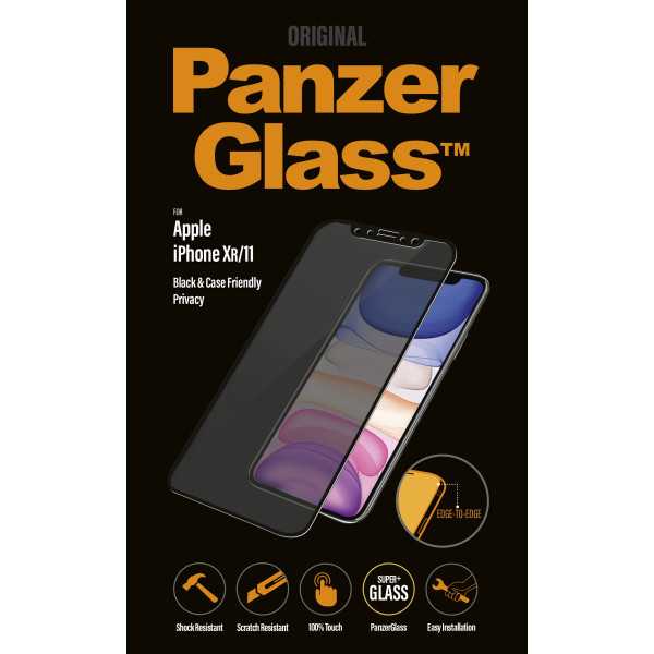 PanzerGlass P2665 Screen protector Apple iPhone Xr/11 Tempered glass Black Confidentiality filter Full frame coverage Anti-shatt