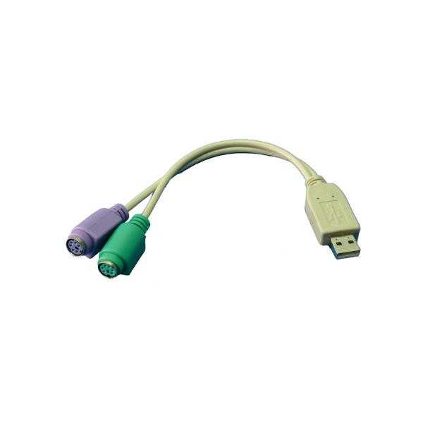 Logilink Adapter USB to PS/2 x2 : USB M 2x Mini DIN 6-pin FM 0.2 m