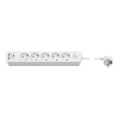 Goobay 5-way power strip with switch and 2 USB ports 1.5 m