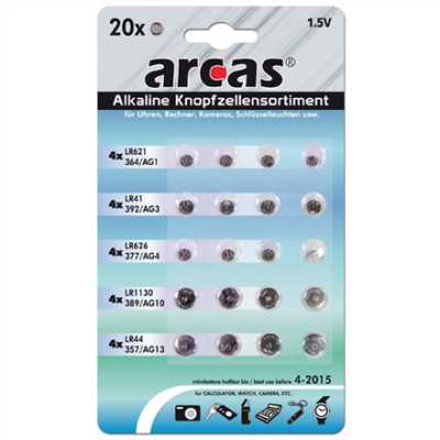 Arcas AG Set 4xAG1, 4xAG3, 4xAG4, 4xAG10, 4xAG13 Alkaline Buttoncell 20 pc(s)