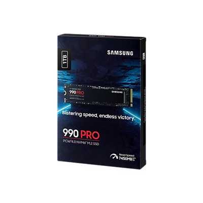 Samsung 990 PRO 1000 GB SSD form factor M.2 2280 SSD interface PCIe Gen4x4 Write speed 6900 MB/s Read speed 7450 MB/s