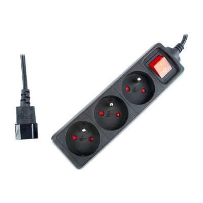 EnerGenie EG-PSU3F-01 UPS power strip, 3 FR sockets, 10 A, C14 plug, 0.6 m cable, black EnerGenie