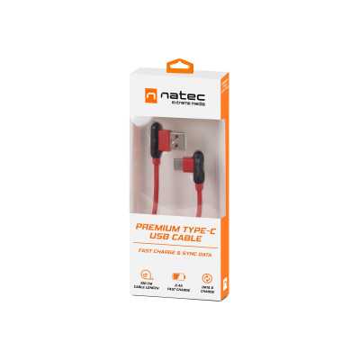 Natec Prati, Angled USB Type C to Type A Cable 1m, Red Natec USB Type-A USB Type C