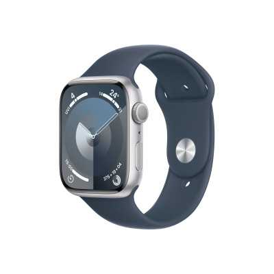 Apple Watch Series 9 GPS 45mm Silver Aluminium Case with Storm Blue Sport Band - M/L Apple