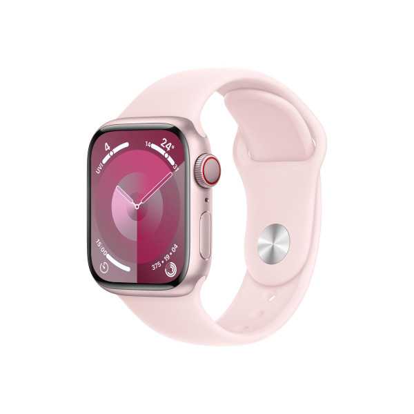 Apple Watch Series 9 GPS + Cellular 41mm Pink Aluminium Case with Light Pink Sport Band - S/M Apple