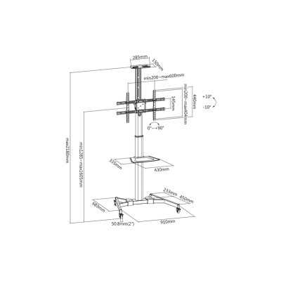 Digitus Floor stand TV-Cart for screens up to 70", max. 50kg wheelbase, VESA max. 600x400 37-70 " Tilt Maximum weight (capacity)