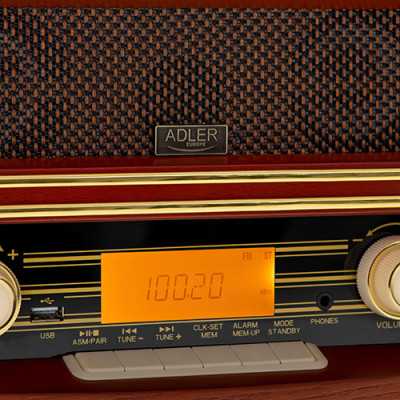 Adler Retro Radio AD 1187 AUX in Wooden Alarm function