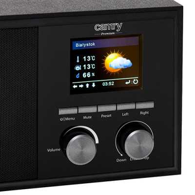 Camry Internet radio CR 1180 AUX in Black Alarm function