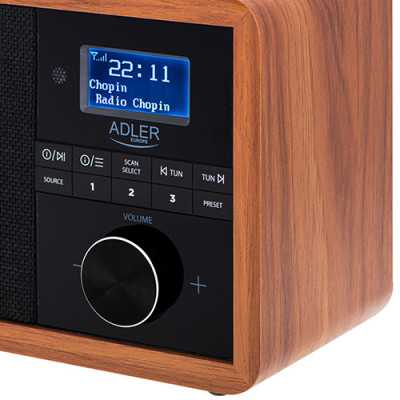 Adler Radio DAB+ Bluetooth AD 1184 Black/Brown Alarm function