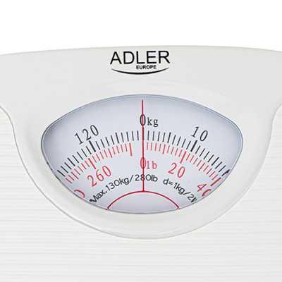 Adler Mechanical bathroom scale AD 8151w Maximum weight (capacity) 130 kg Accuracy 1000 g White