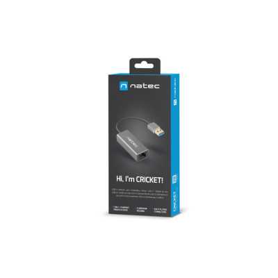 Natec Ethernet Adapter, Cricket USB 3.0, USB 3.0 to RJ45, Black Natec Ethernet Adapter Network Card NNC-1924 Cricket USB 3.0