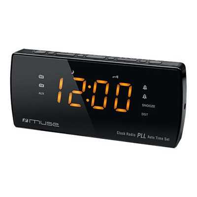 Muse Dual Alarm Clock radio PLL M-185CR Black AUX in