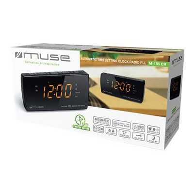 Muse Dual Alarm Clock radio PLL M-185CR Black AUX in