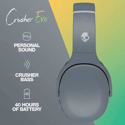 Skullcandy Wireless Headphones Crusher Evo Wireless Over-Ear Microphone Wireless Chill Grey