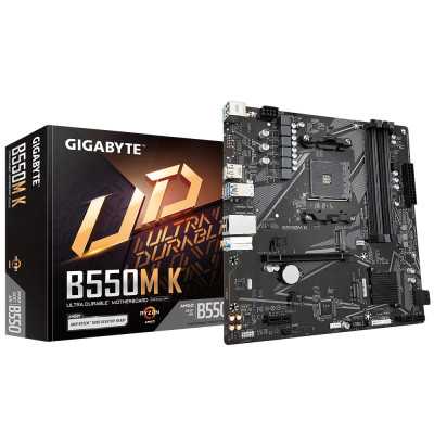 Gigabyte B550M K 1.0 M/B Processor family AMD Processor socket AM4 DDR4 DIMM Memory slots 4 Supported hard disk drive interfaces