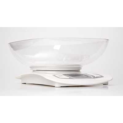 Adler AD 3137 Kitchen scales, Capacity 5 kg , Graduation 1g, Big LCD Display, Auto-zero/Auto-off, Large bowl, White Adler Adler 