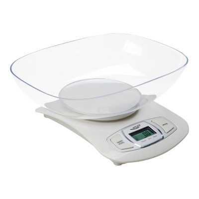 Adler AD 3137 Kitchen scales, Capacity 5 kg , Graduation 1g, Big LCD Display, Auto-zero/Auto-off, Large bowl, White Adler Adler 