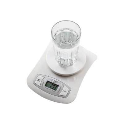 Adler AD 3137 Kitchen scales, Capacity 5 kg , Graduation 1g, Big LCD Display, Auto-zero/Auto-off, Large bowl, White Adler Adler 