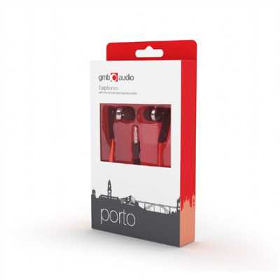 Gembird Porto earphones with microphone and volume control with flat cable Built-in microphone 3.5 mm Red/Black