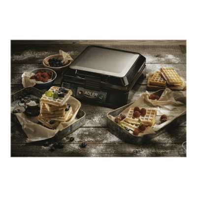 Adler Waffle maker AD 3036 1500 W Number of pastry 4 Belgium Black