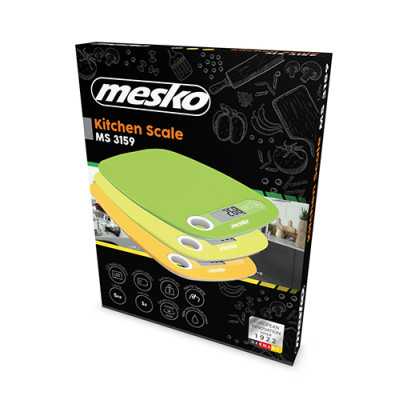 Mesko Kitchen scale MS 3159g Maximum weight (capacity) 5 kg Graduation 1 g Display type LCD Green