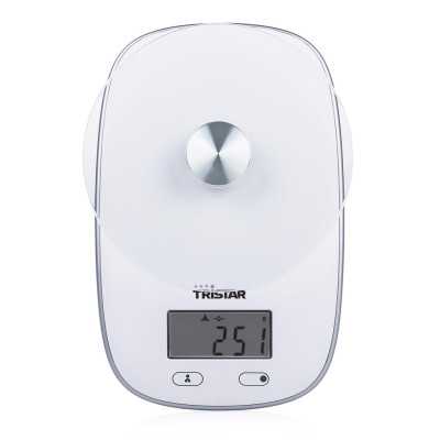 Tristar KW-2445 Kitchen scale, White Tristar Kitchen scales KW-2445 Maximum weight (capacity) 5 kg Graduation 1 g Display type L