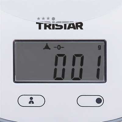 Tristar KW-2445 Kitchen scale, White Tristar Kitchen scales KW-2445 Maximum weight (capacity) 5 kg Graduation 1 g Display type L