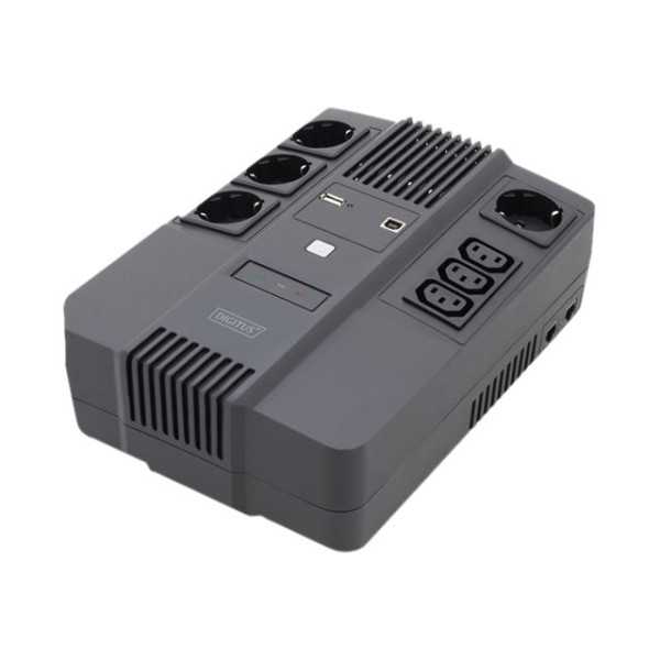 Digitus All-in-One UPS All-in-One UPS, 800VA/480W, LED 12V/9Ah x1, 4x CEE 7/7,3x IEC C13, USB, RJ45 800 VA 480 W