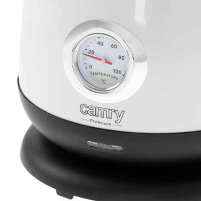 Camry Kettle with a thermometer CR 1344 Electric 2200 W 1.7 L Stainless steel 360 rotational base White