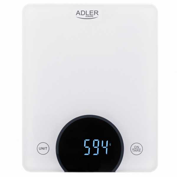 Adler virtuvės svarstyklės AD 3173w Maksimalus svoris (talpa) 10 kg Padalos 1 g Ekrano tipas LED Balta