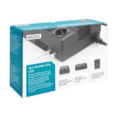 Digitus All-in-One UPS All-in-One UPS, 600VA/360W, LED 12V/7Ah x1, 4x CEE 7/7,3x IEC C13, USB, RJ45 600 VA 360 W