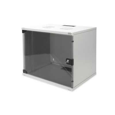 Digitus 9U wall mounting cabinet DN-19 09-U-S-1 Grey Safety class rating IP20. Lockable safety-glass door. 200 door opening angl