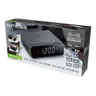 Muse Alarm function M-175 WI AUX in Alarm Clock Black