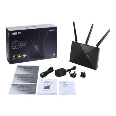 Asus LTE Router 4G-AX56 802.11ax Ethernet LAN (RJ-45) ports Ethernet WAN Mesh Support No MU-MiMO Yes 4G Antenna type Dual-band