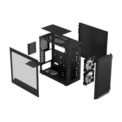 Fractal Design Focus 2 Side window RGB Black TG Clear Tint Midi Tower Power supply included No