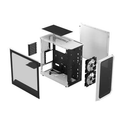 Fractal Design Focus 2 Side window RGB White TG Clear Tint Midi Tower Power supply included No